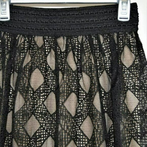 New! Metrowear Women's Diamond Crochet Lace Overlay Midi Skirt - Picture 4 of 5